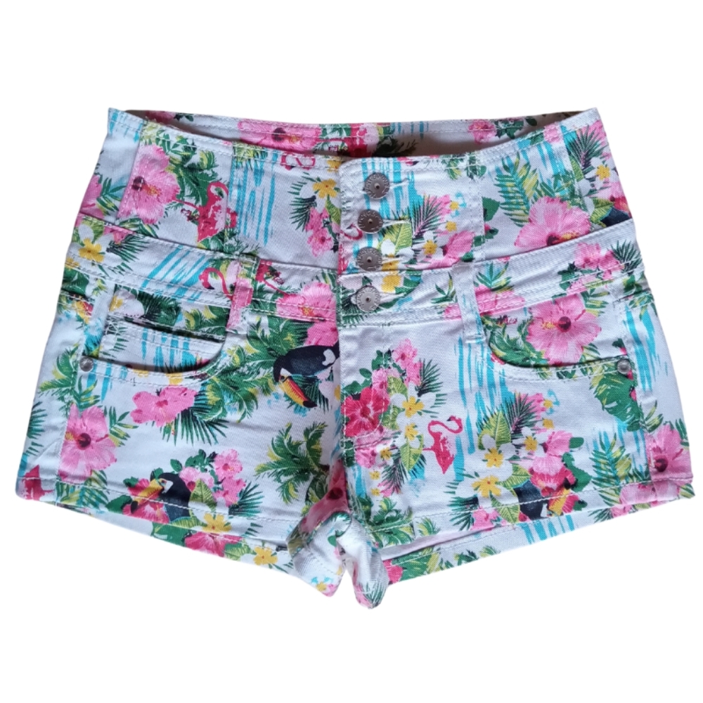 ALMOST FAMOUS High Waist Shorts Tropical Print